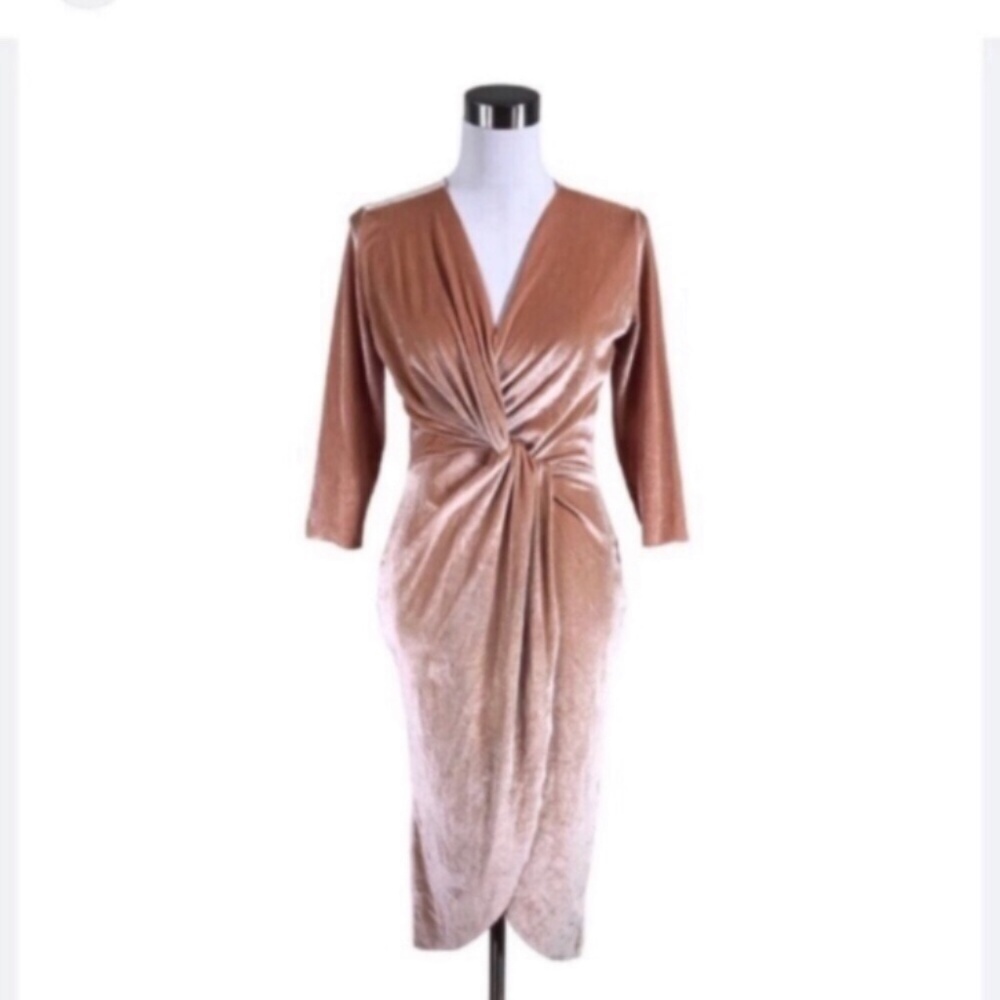 Champagne Velour Zara Basics Cocktail Dress